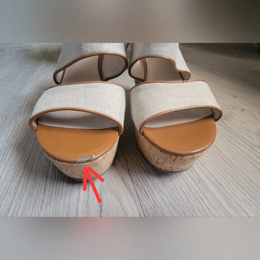 Nine West Larysa Linen & Cork Wedge, Size Women's 9.5 - Picture 6 of 12